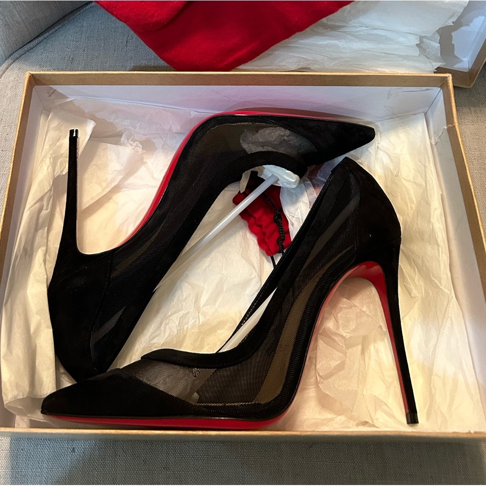 Christian Louboutin mesh/ suede Pumps